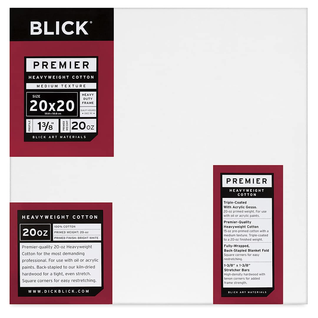 Open in modal - Blick Premier Heavyweight Stretched Cotton Canvas - 20" x 20", 1-3/8" Profile