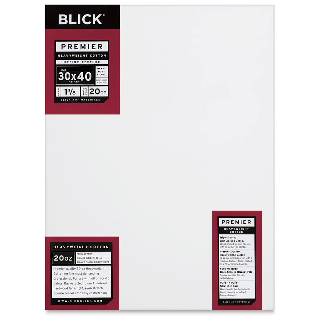 Open in modal - Blick Premier Heavyweight Stretched Cotton Canvas - 30" x 40", 1-3/8" Profile