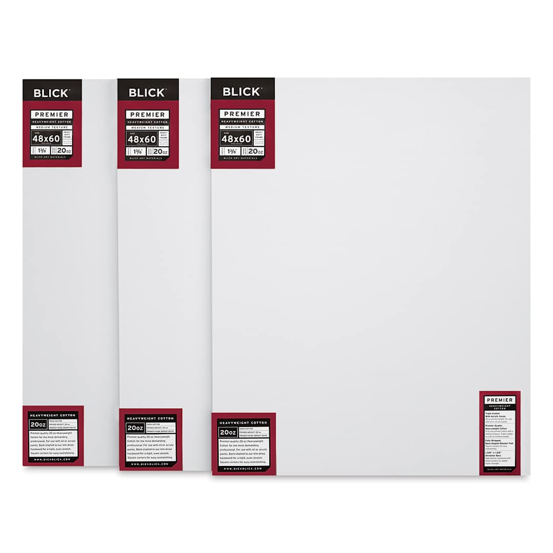 Open in modal - Blick Premier Heavyweight Stretched Cotton Canvas - 48" x 60", 1-3/8" Profile, Pkg of 3