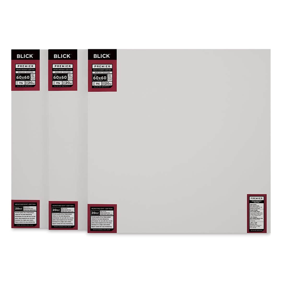 Open in modal - Blick Premier Heavyweight Stretched Cotton Canvas - 60" x 60", 1-3/8" Profile, Pkg of 3