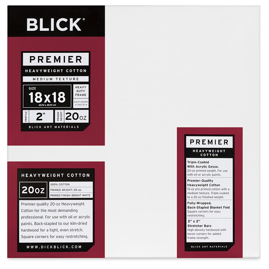 Open in modal - Blick Premier Heavyweight Stretched Cotton Canvas - 18" x 18", 2" Profile