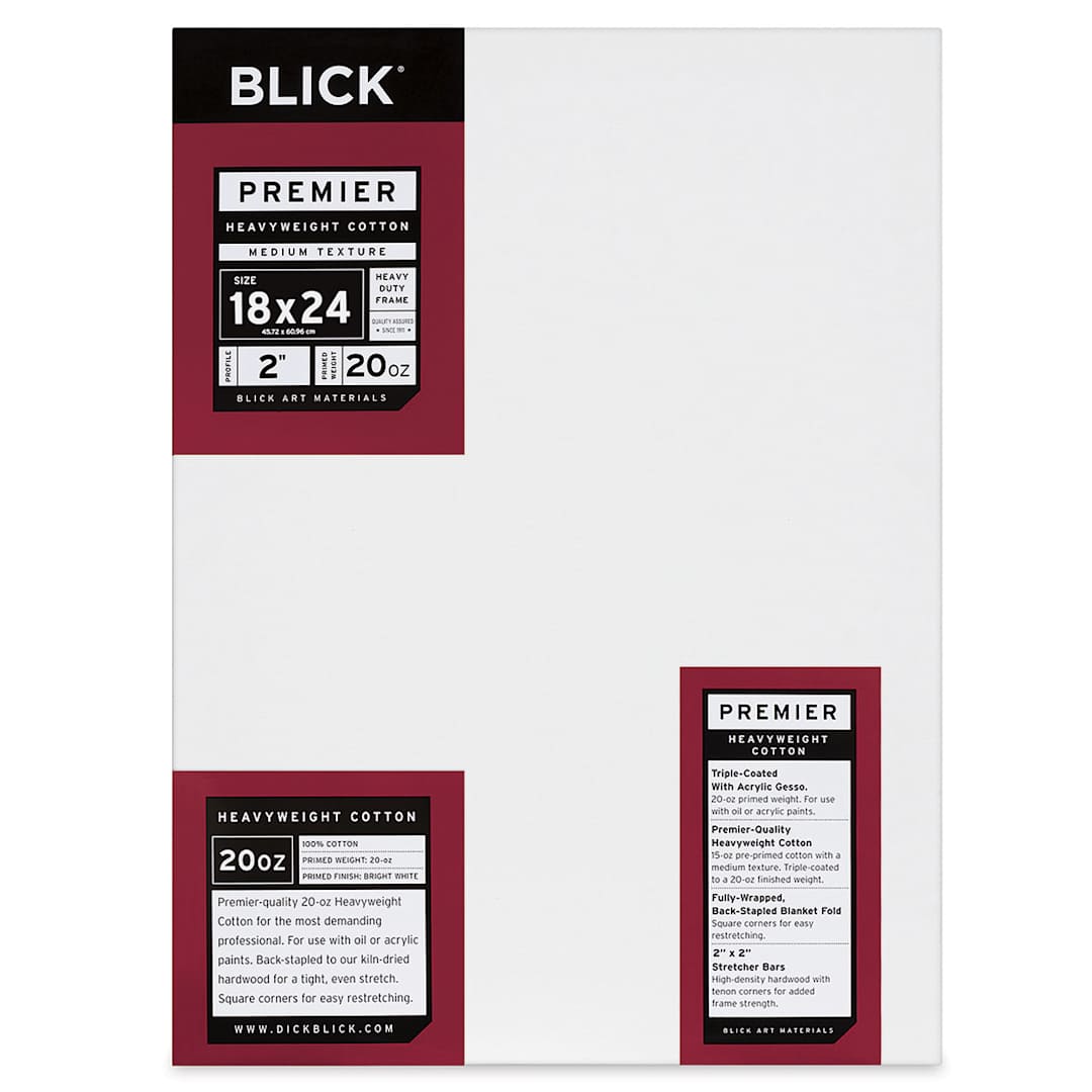 Open in modal - Blick Premier Heavyweight Stretched Cotton Canvas - 18" x 24", 2" Profile