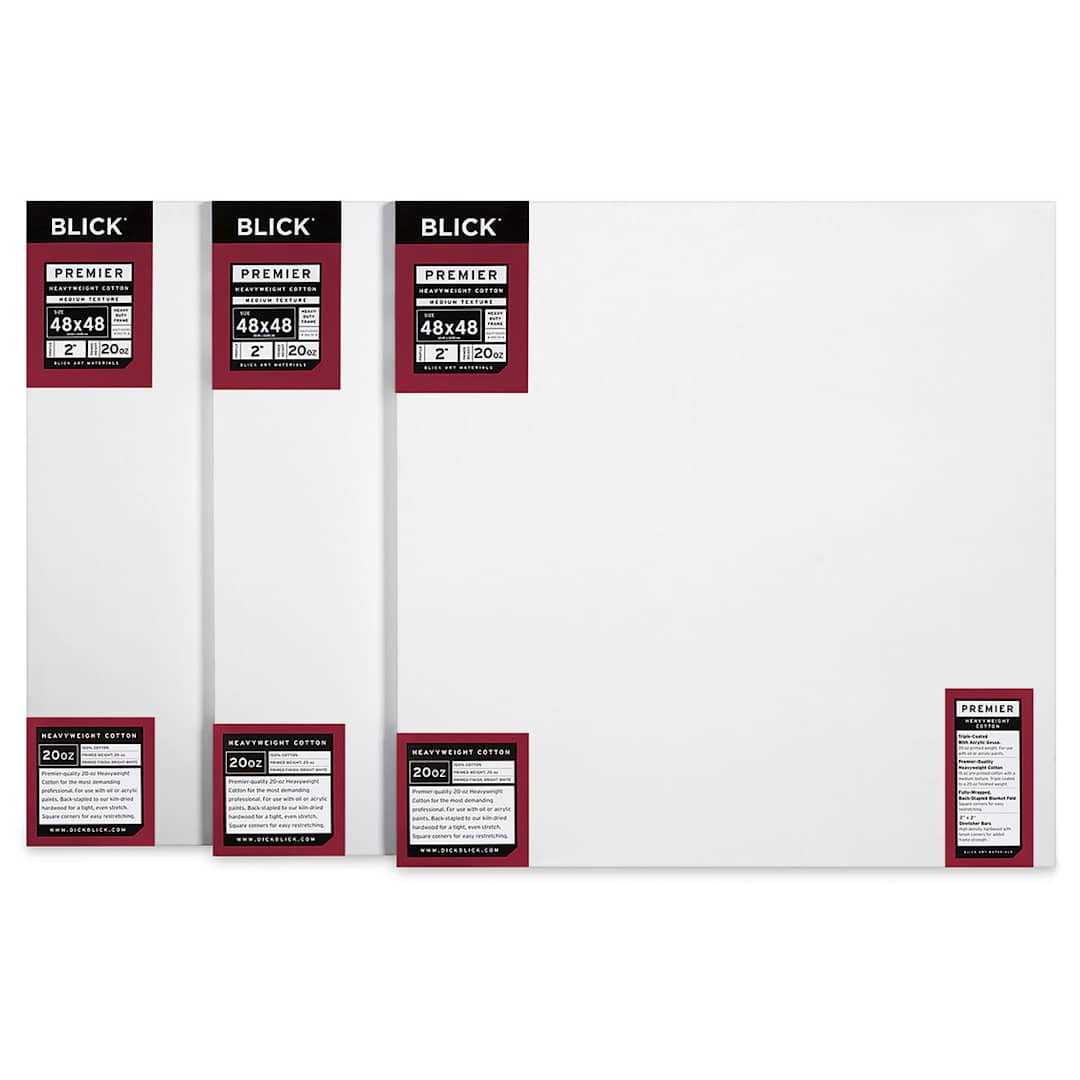 Open in modal - Blick Premier Heavyweight Stretched Cotton Canvas - 48" x 48", 2" Profile, Pkg of 3