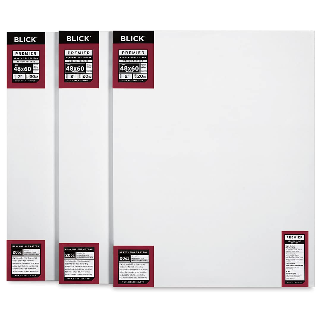Open in modal - Blick Premier Heavyweight Stretched Cotton Canvas - 48" x 60", 2" Profile, Pkg of 3