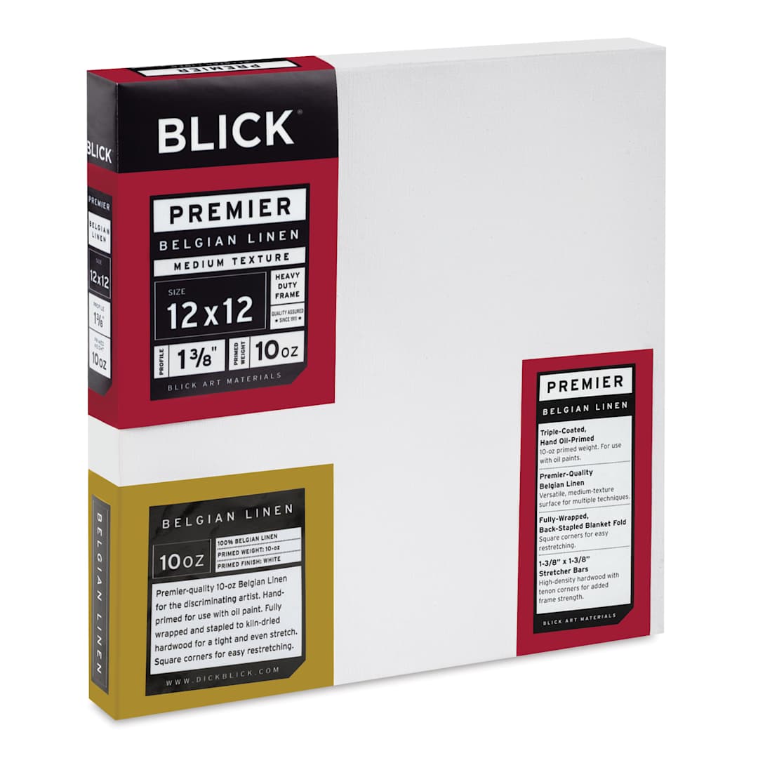 Open in modal - Blick Premier Belgian Linen - 12" x 12", Oil-Primed, 1-3/8" Profile