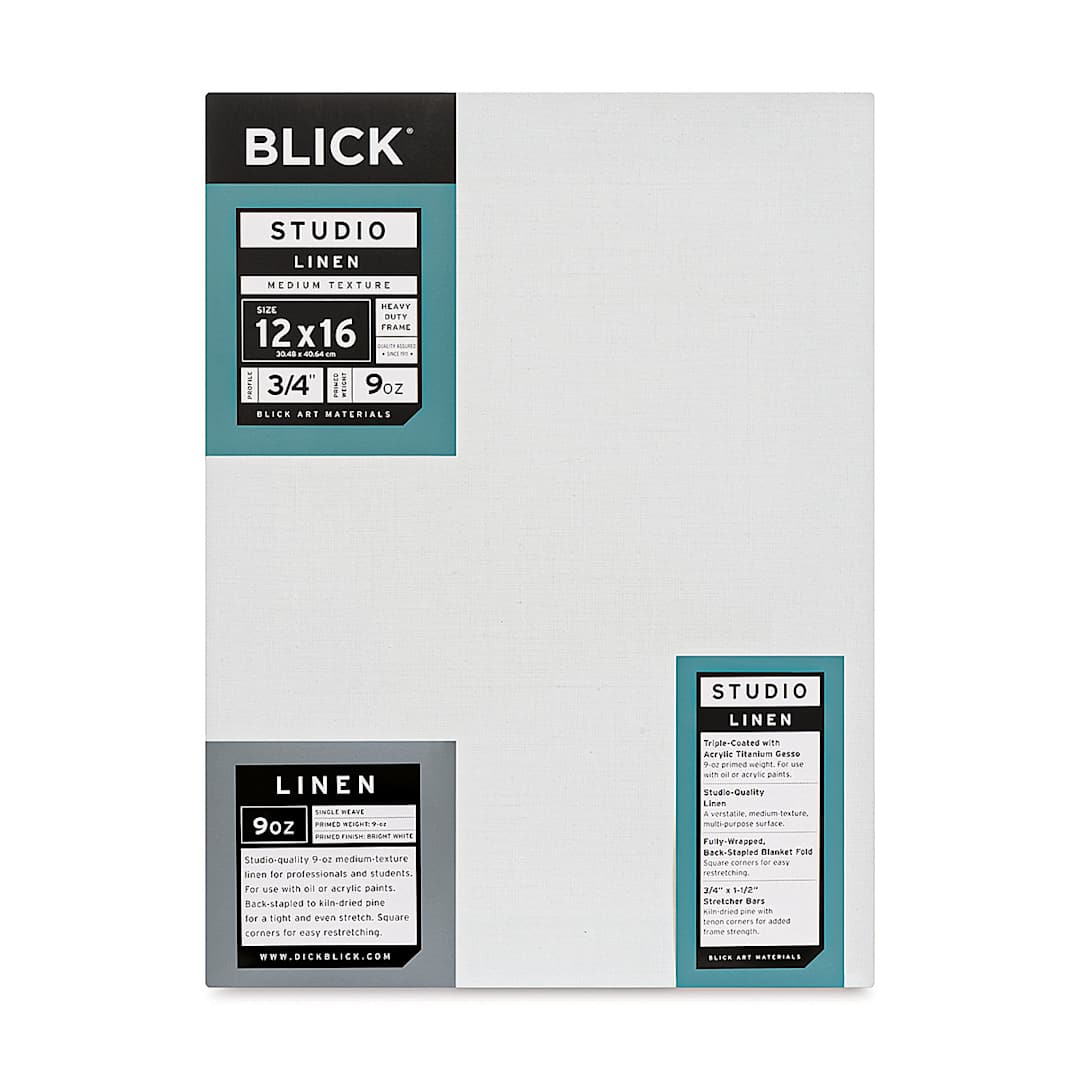 Open in modal - Blick Studio Linen Stretched Canvas - 12" x 16", Traditional 3/4" Profile