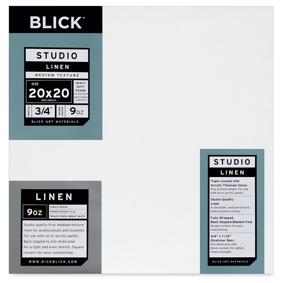 Open in modal - Blick Studio Linen Stretched Canvas - 20" x 20", Traditional 3/4" Profile
