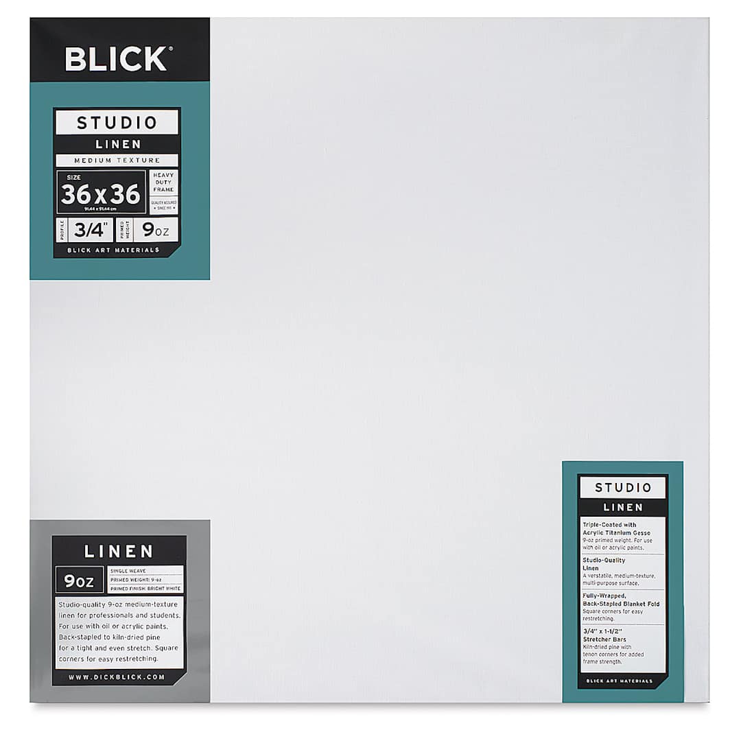 Open in modal - Blick Studio Linen Stretched Canvas - 36" x 36", Traditional 3/4" Profile