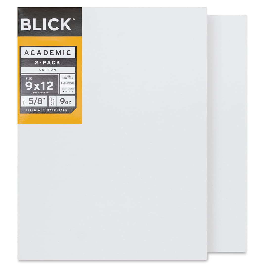 Open in modal - Blick Academic Cotton Stretched Canvas Pack - 9" x 12", Pkg of 2