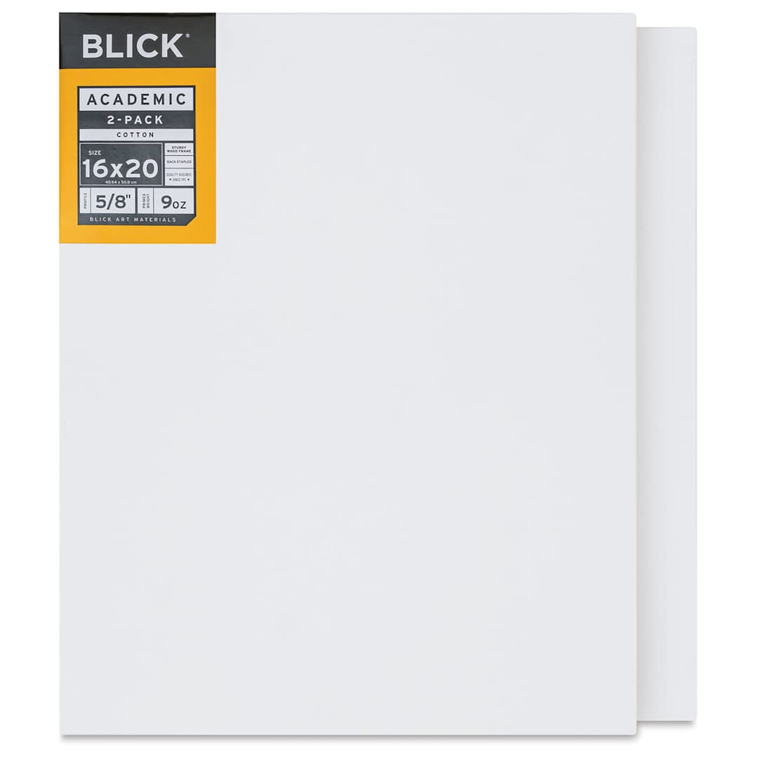 Open in modal - Blick Academic Cotton Stretched Canvas Pack - 16" x 20", Pkg of 2