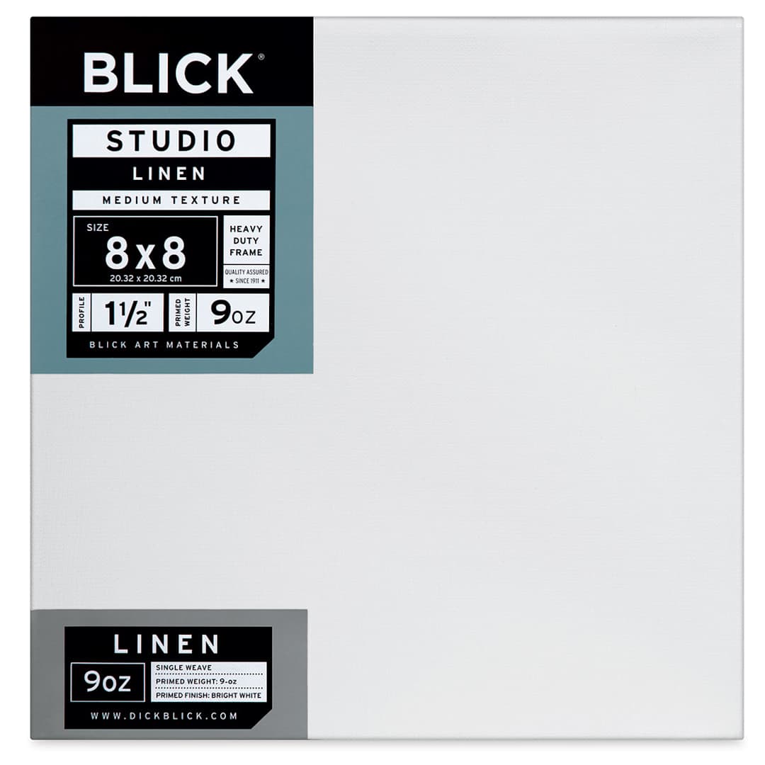 Open in modal - Blick Studio Linen Stretched Canvas - 8" x 8", Gallery 1-1/2" Profile