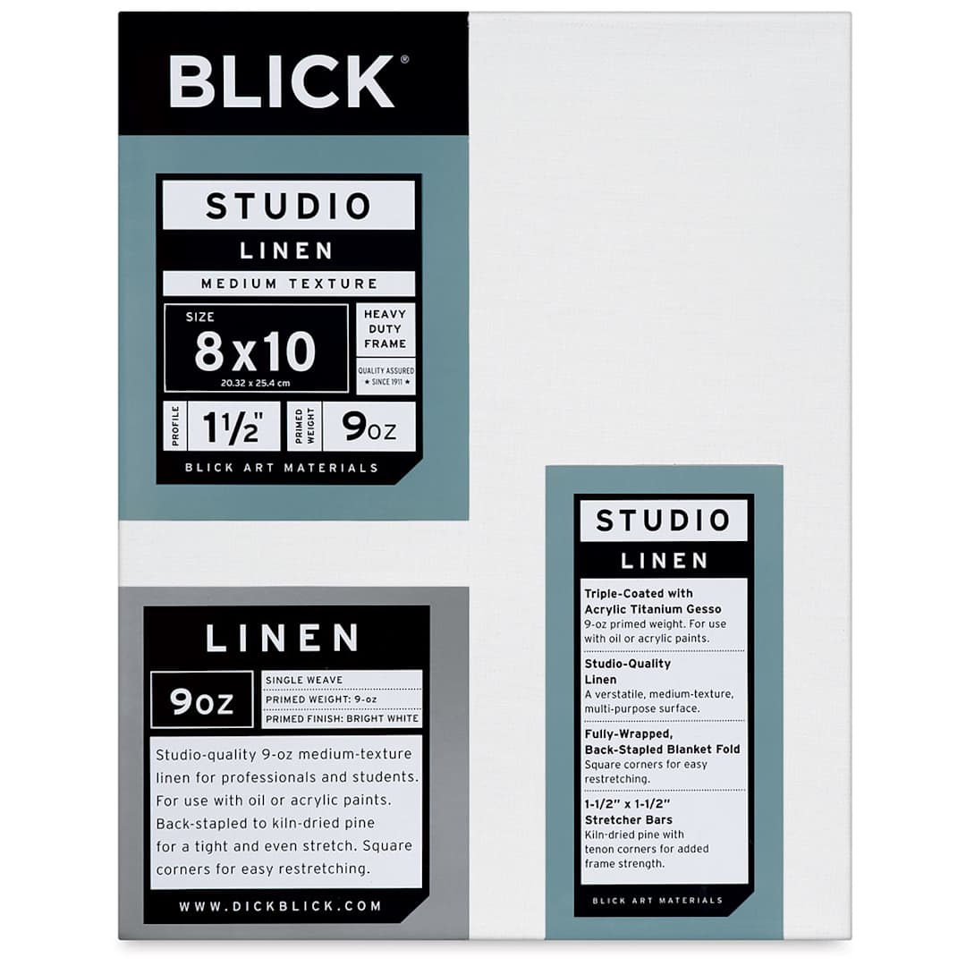 Open in modal - Blick Studio Linen Stretched Canvas - 8" x 10", Gallery 1-1/2" Profile