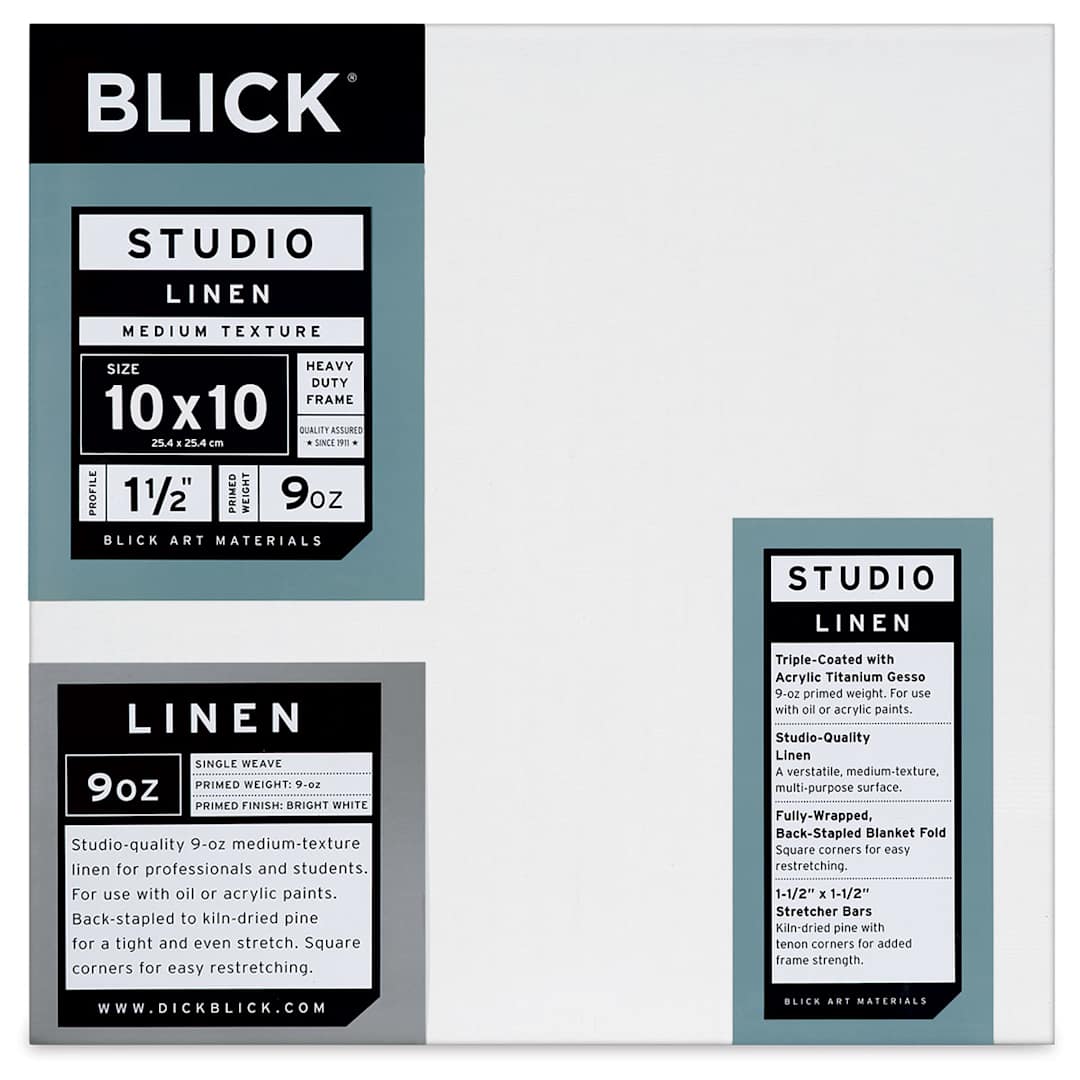 Open in modal - Blick Studio Linen Stretched Canvas - 10" x 10", Gallery 1-1/2" Profile