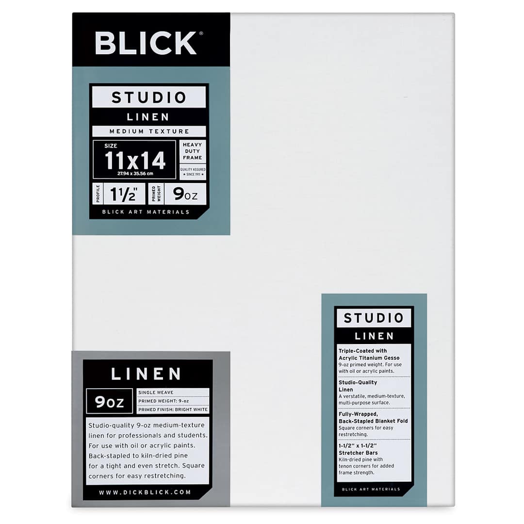 Open in modal - Blick Studio Linen Stretched Canvas - 11" x 14", Gallery 1-1/2" Profile