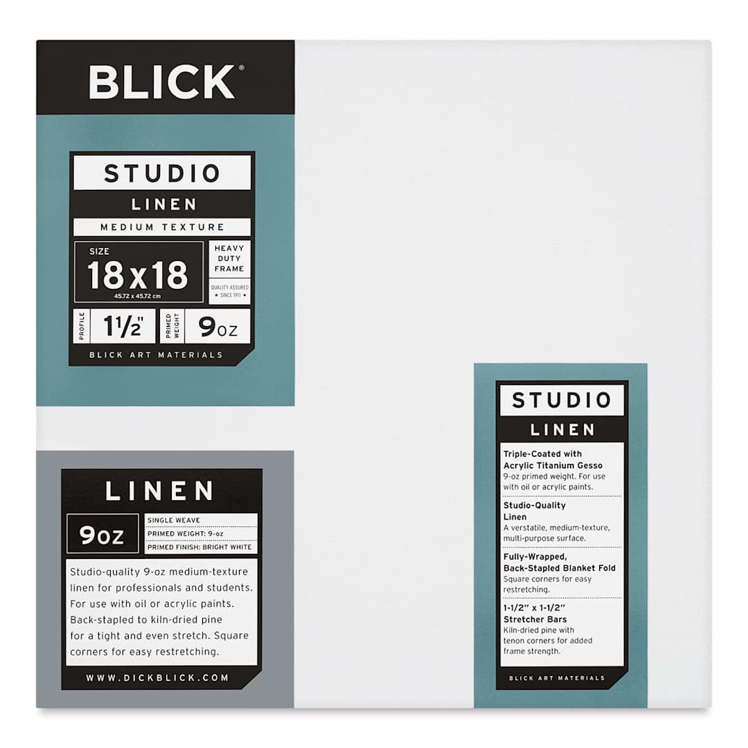 Open in modal - Blick Studio Linen Stretched Canvas - 18" x 18", Gallery 1-1/2" Profile