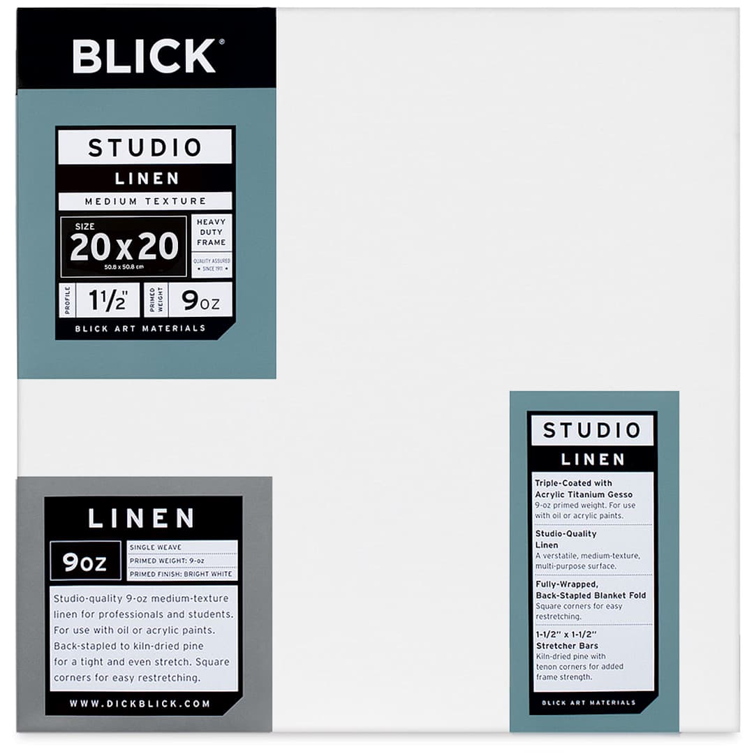 Open in modal - Blick Studio Linen Stretched Canvas - 20" x 20", Gallery 1-1/2" Profile