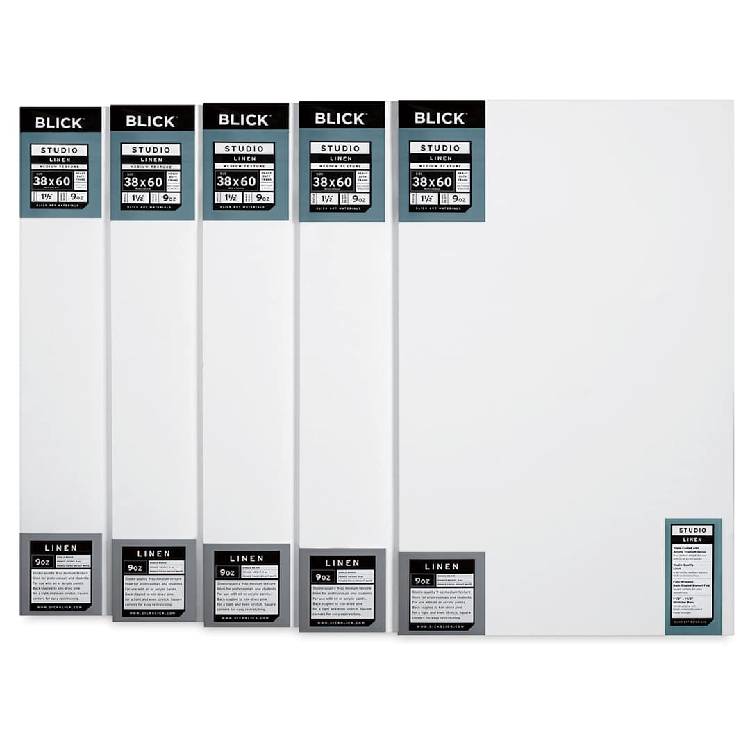 Open in modal - Blick Studio Linen Stretched Canvas - 38" x 60", Gallery 1-1/2" Profile, Pkg of 5