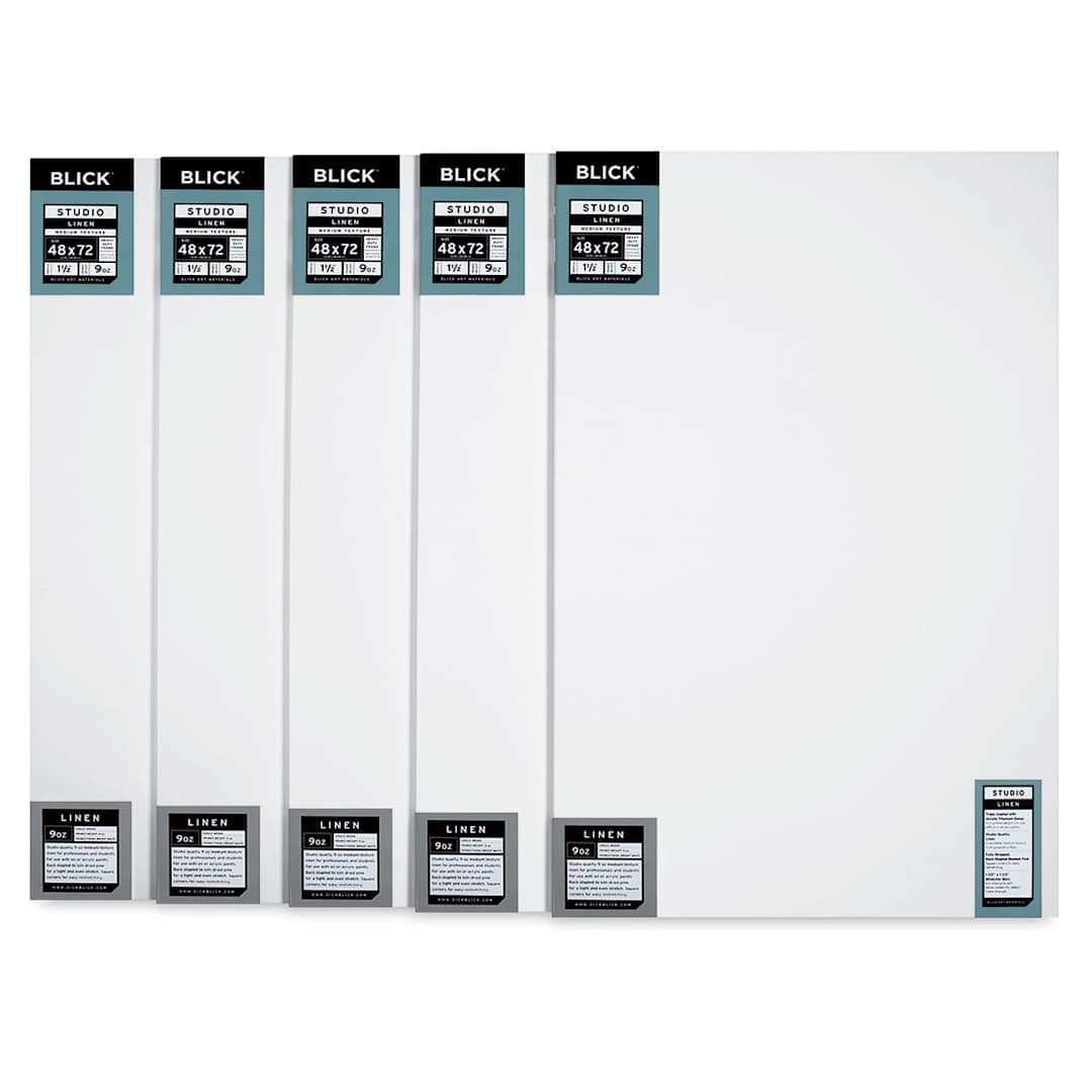 Open in modal - Blick Studio Linen Stretched Canvas - 48" x 72", Gallery 1-1/2" Profile, Pkg of 5