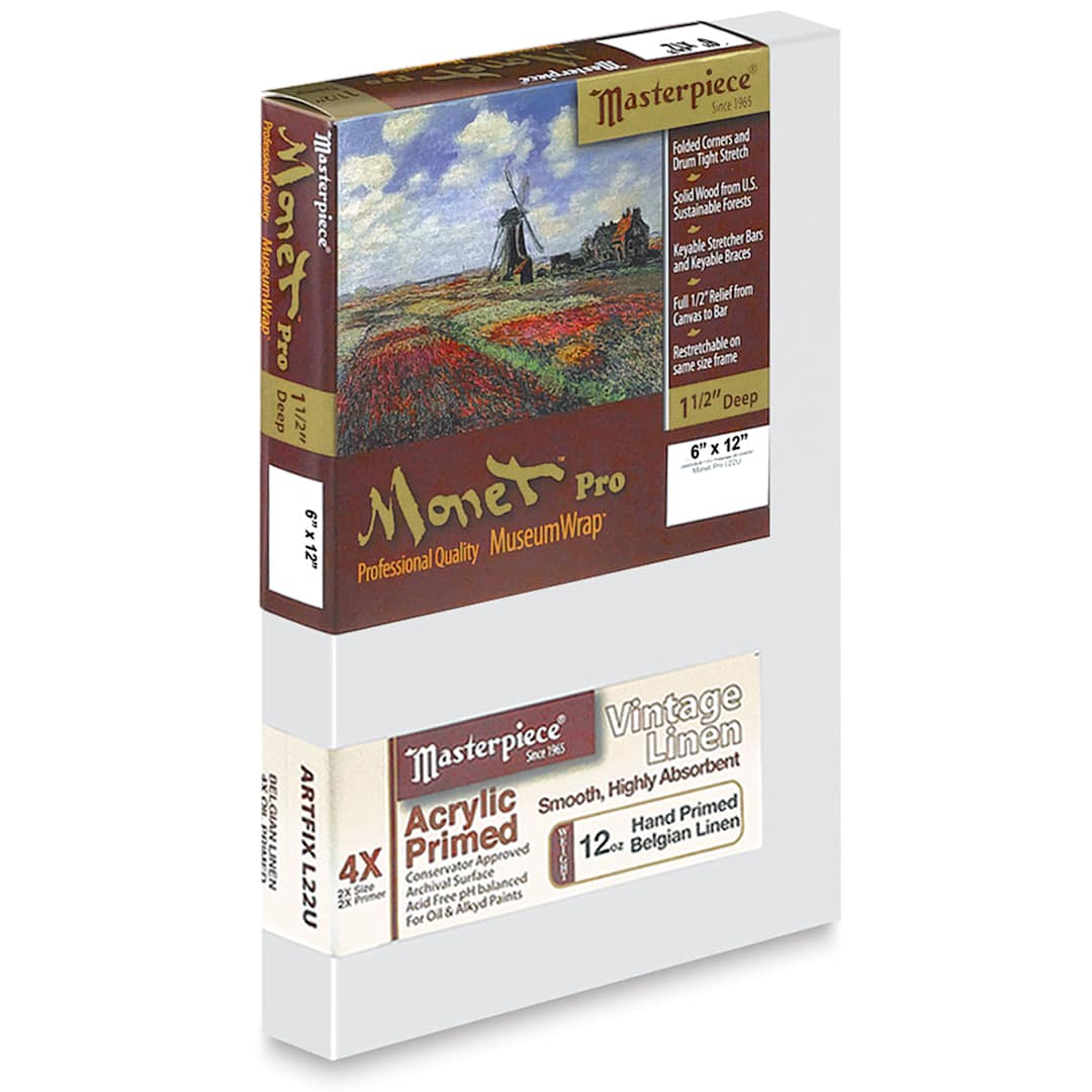 Open in modal - Masterpiece Monet Pro Artfix Linen Canvas - 6" x 12", Acrylic Primed