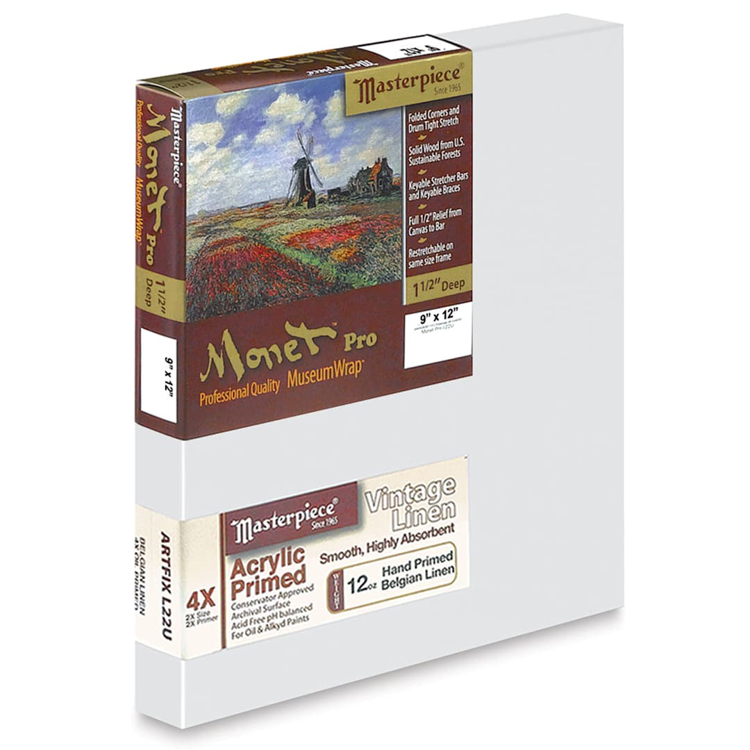 Open in modal - Masterpiece Monet Pro Artfix Linen Canvas - 9" x 12", Acrylic Primed
