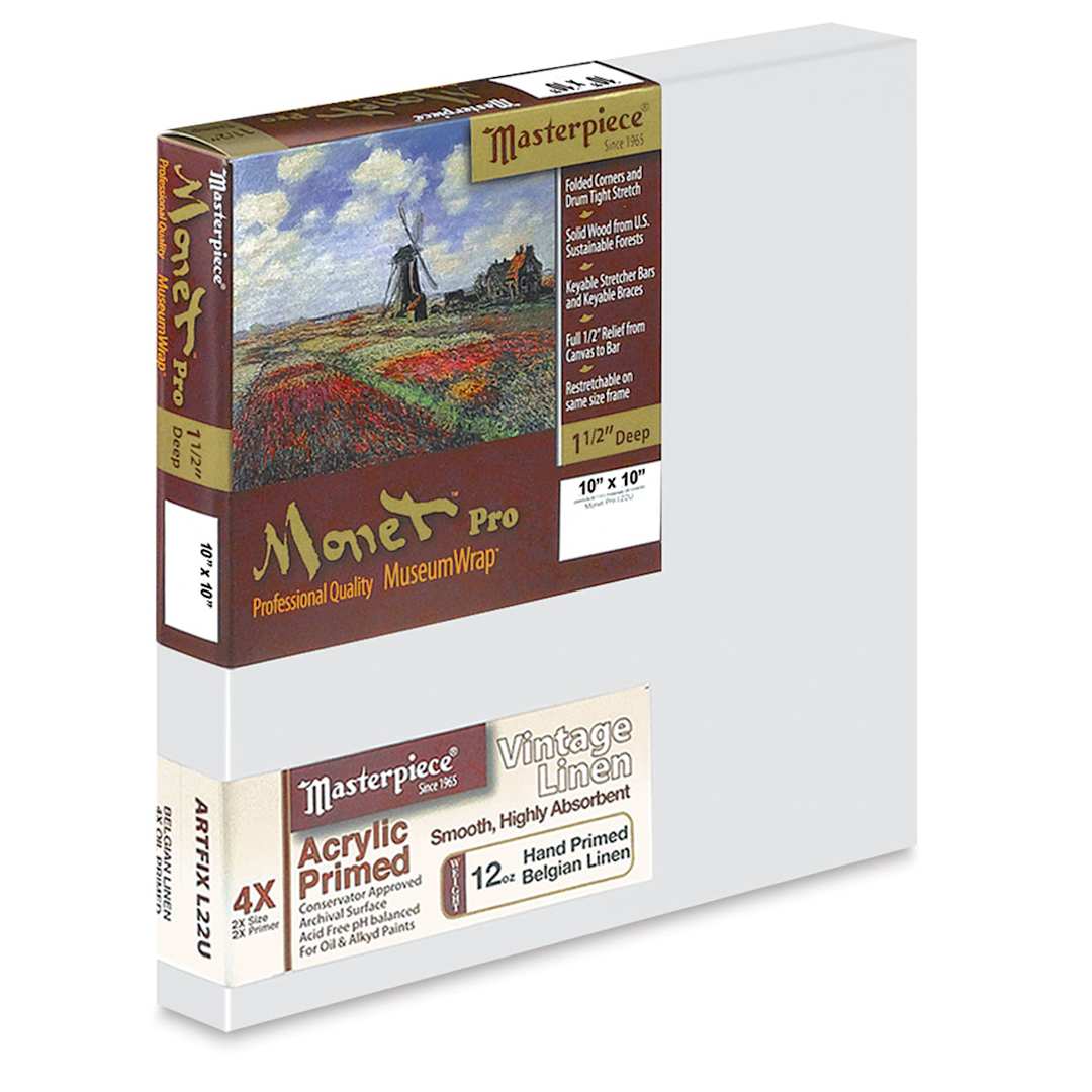 Open in modal - Masterpiece Monet Pro Artfix Linen Canvas - 10" x 10", Acrylic Primed
