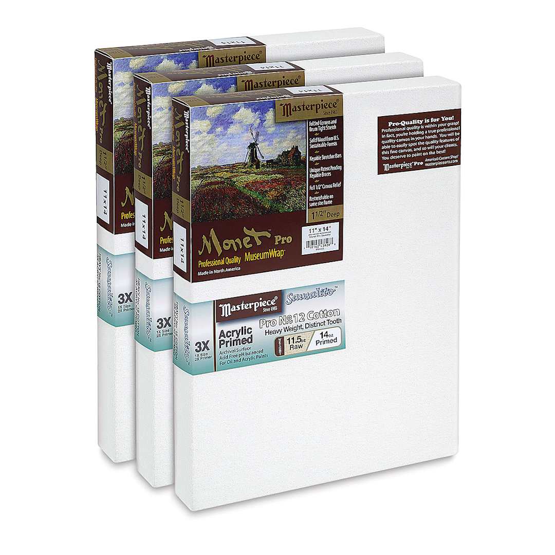 Open in modal - Masterpiece Monet Pro Sausalito Cotton Canvas - Value Pack of 3, 11" x 14"