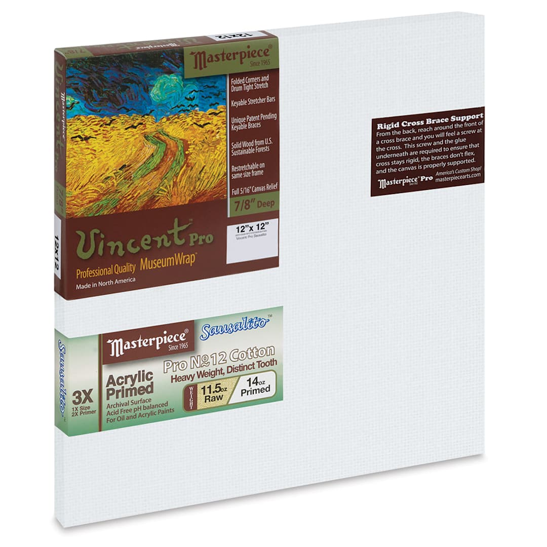 Open in modal - Masterpiece Vincent Pro Sausalito Cotton Canvas - 12" x 12", Acrylic Primed