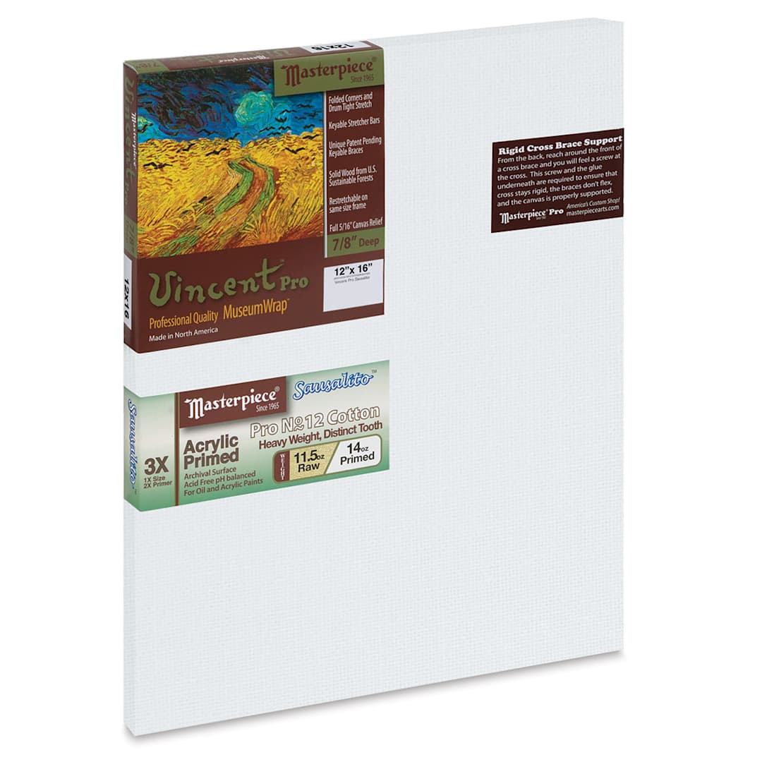 Open in modal - Masterpiece Vincent Pro Sausalito Cotton Canvas - 12" x 16", Acrylic Primed