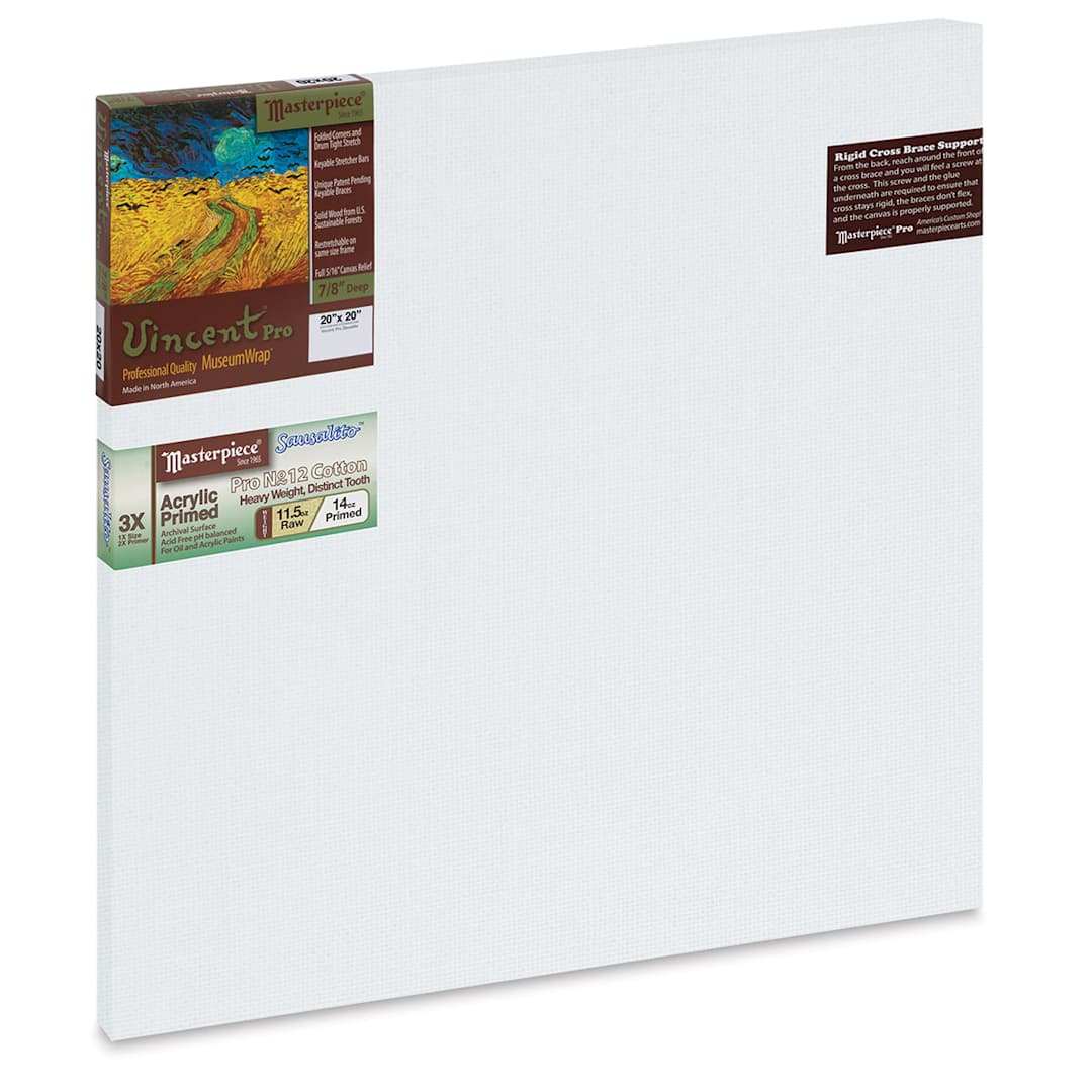 Open in modal - Masterpiece Vincent Pro Sausalito Cotton Canvas - 20" x 20", Acrylic Primed
