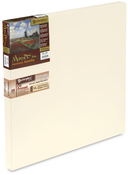 Open in modal - 
Masterpiece Artfix Oil Primed Linen Canvas - Angled view of Monet 1 1/2" profile Pro Linen Canvas