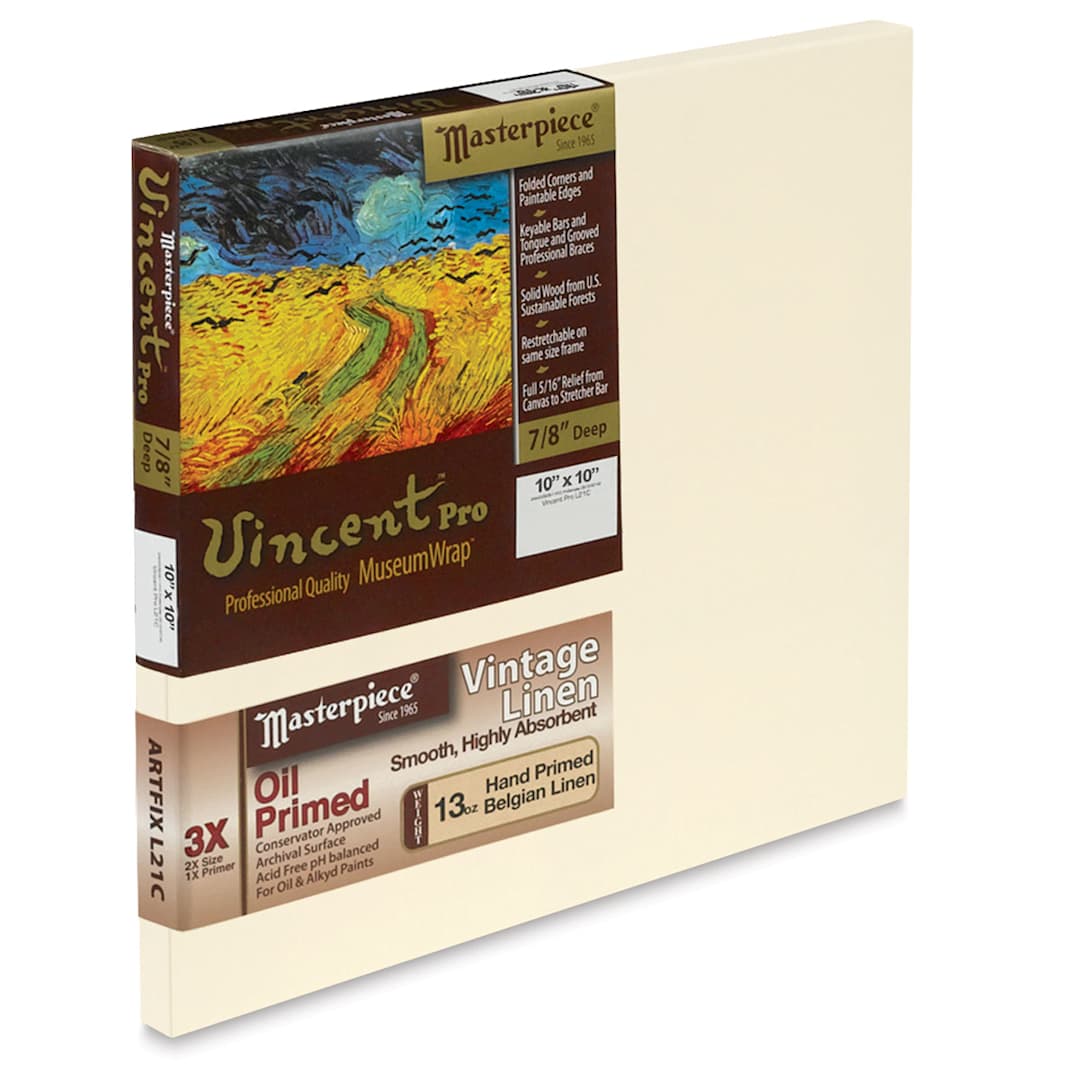 Open in modal - Masterpiece Vincent Pro Artfix Linen Canvas - 10" x 10", Oil Primed