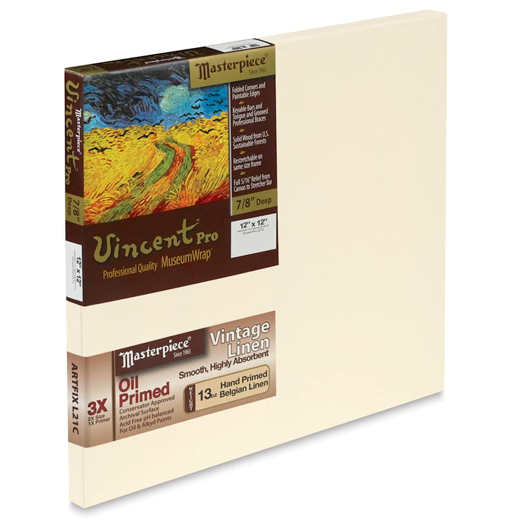 Open in modal - Masterpiece Vincent Pro Artfix Linen Canvas - 12" x 12", Oil Primed