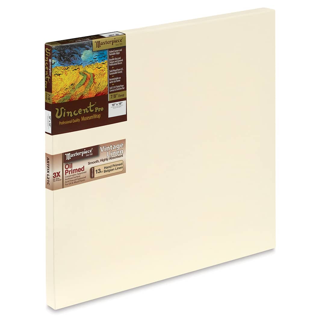 Open in modal - Masterpiece Vincent Pro Artfix Linen Canvas - 18" x 18", Oil Primed