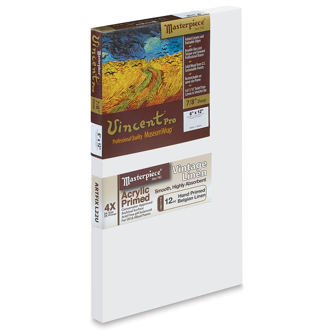 Open in modal - Masterpiece Vincent Pro Artfix Linen Canvas - 6" x 12", Acrylic Primed