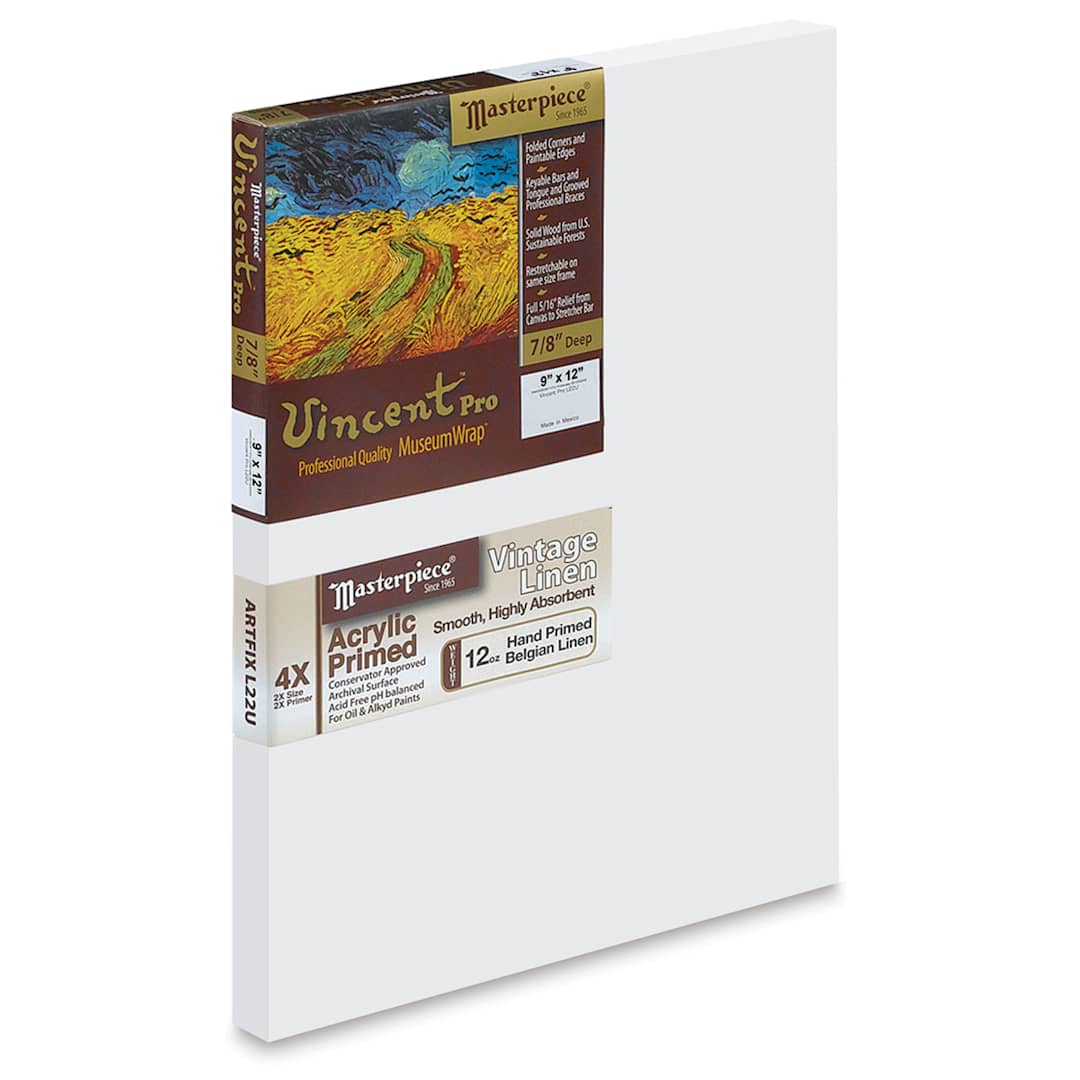 Open in modal - Masterpiece Vincent Pro Artfix Linen Canvas - 9" x 12", Acrylic Primed