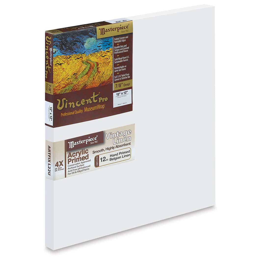 Open in modal - Masterpiece Vincent Pro Artfix Linen Canvas - 12" x 12", Acrylic Primed