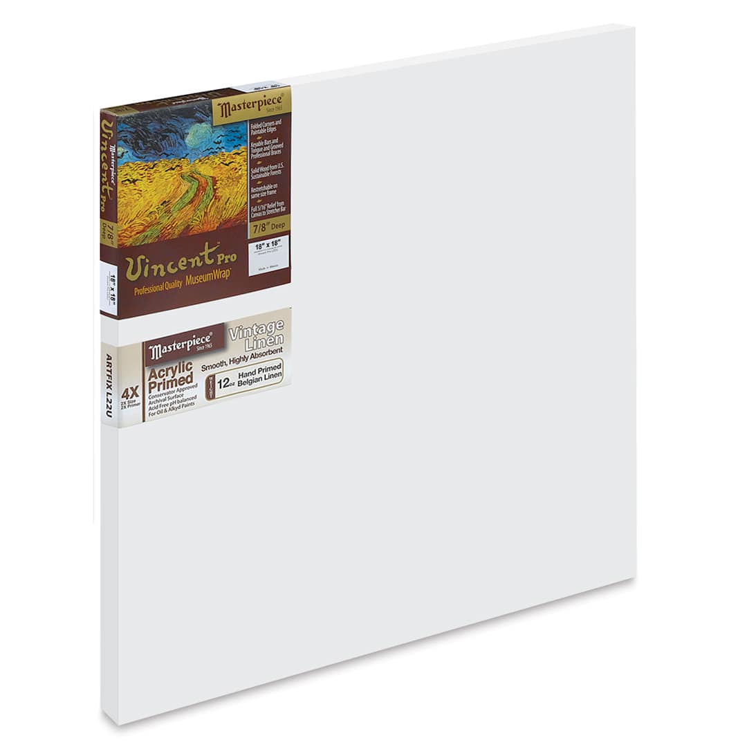 Open in modal - Masterpiece Vincent Pro Artfix Linen Canvas - 18" x 18", Acrylic Primed