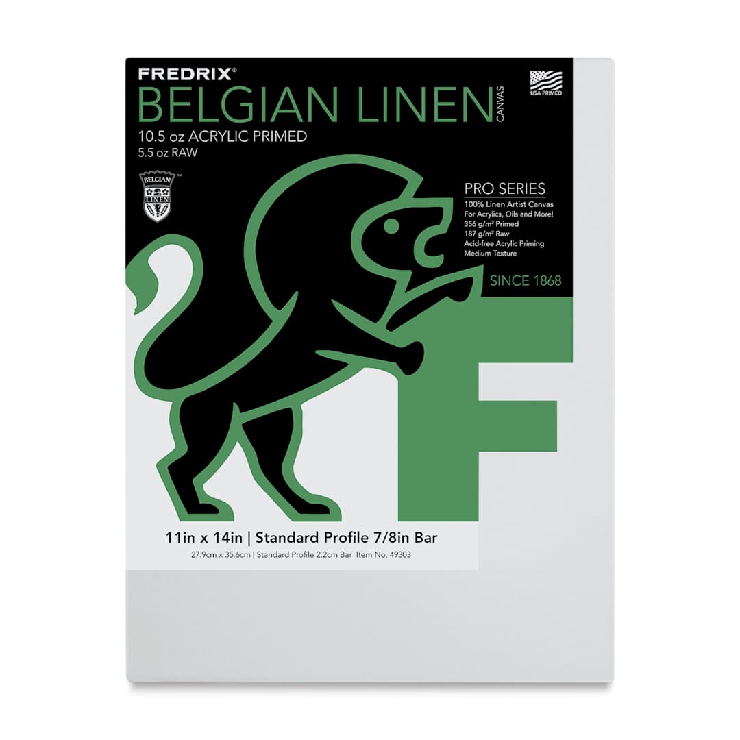Open in modal - Fredrix Pro Series Traditional Profile Belgian Linen Canvas - 11" x 14", Acrylic Primed