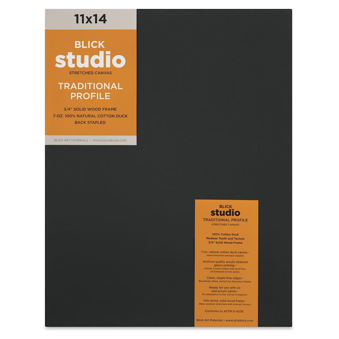 Open in modal - Blick Studio Black Cotton Canvas - 11" x 14", Traditional Profile