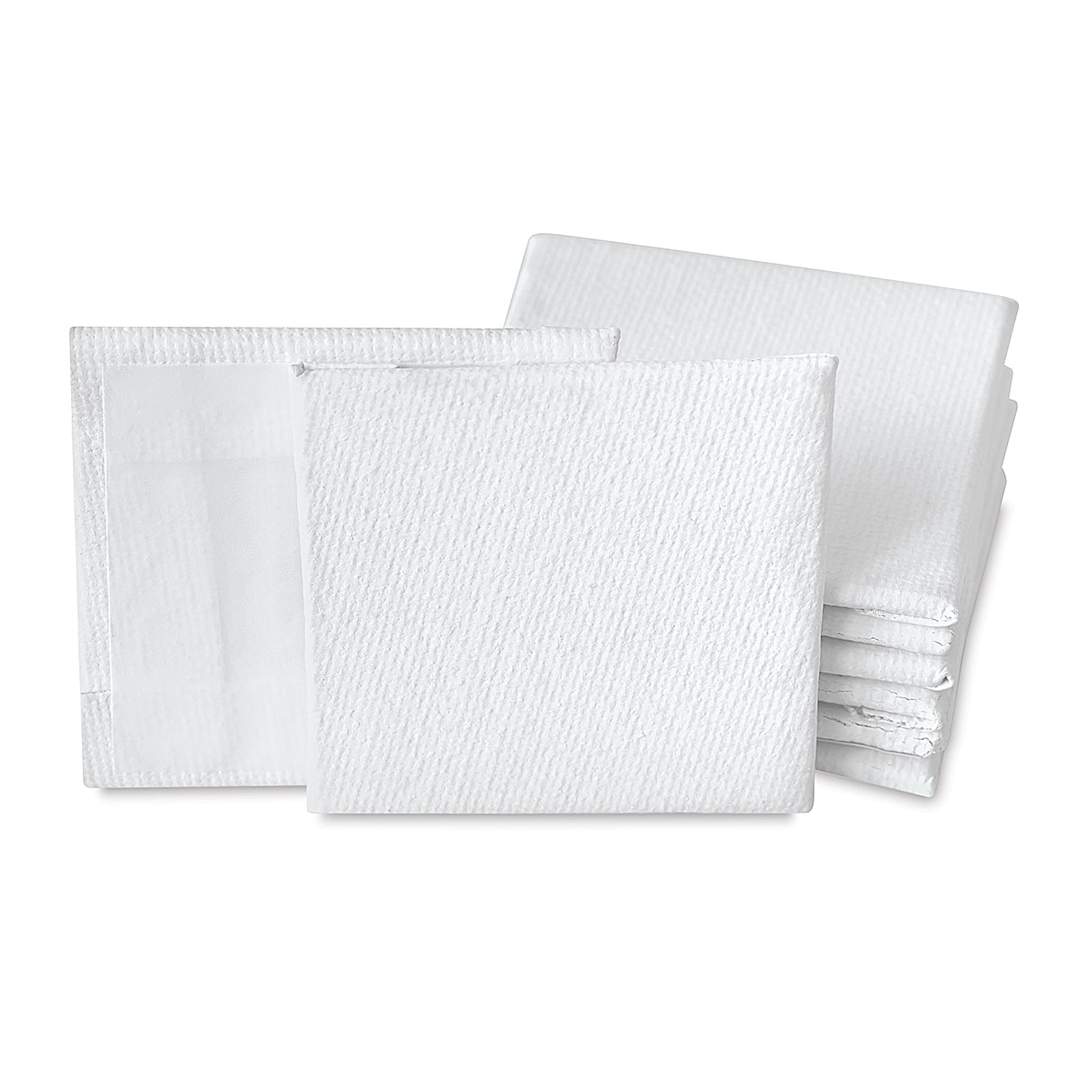 Open in modal - Blick Mini Canvas Panel - 8 2'' x 2'' White panels shown stacked and upright