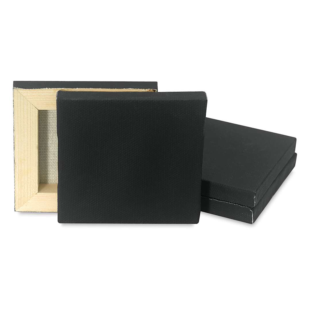 Open in modal - Blick Studio Mini Cotton Canvas - 3'' x 3'', Black, Pkg of 4
