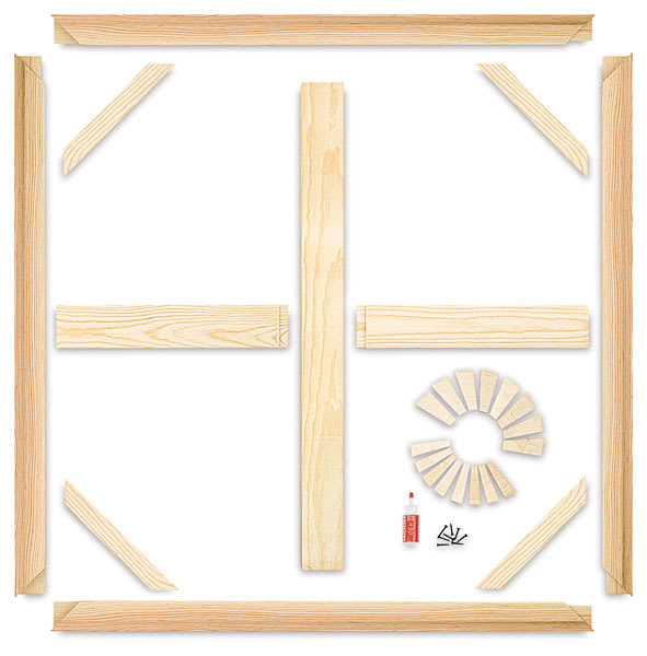 Open in modal - Masterpiece B2 Stretcher Kit - Exploded view of square frame components
