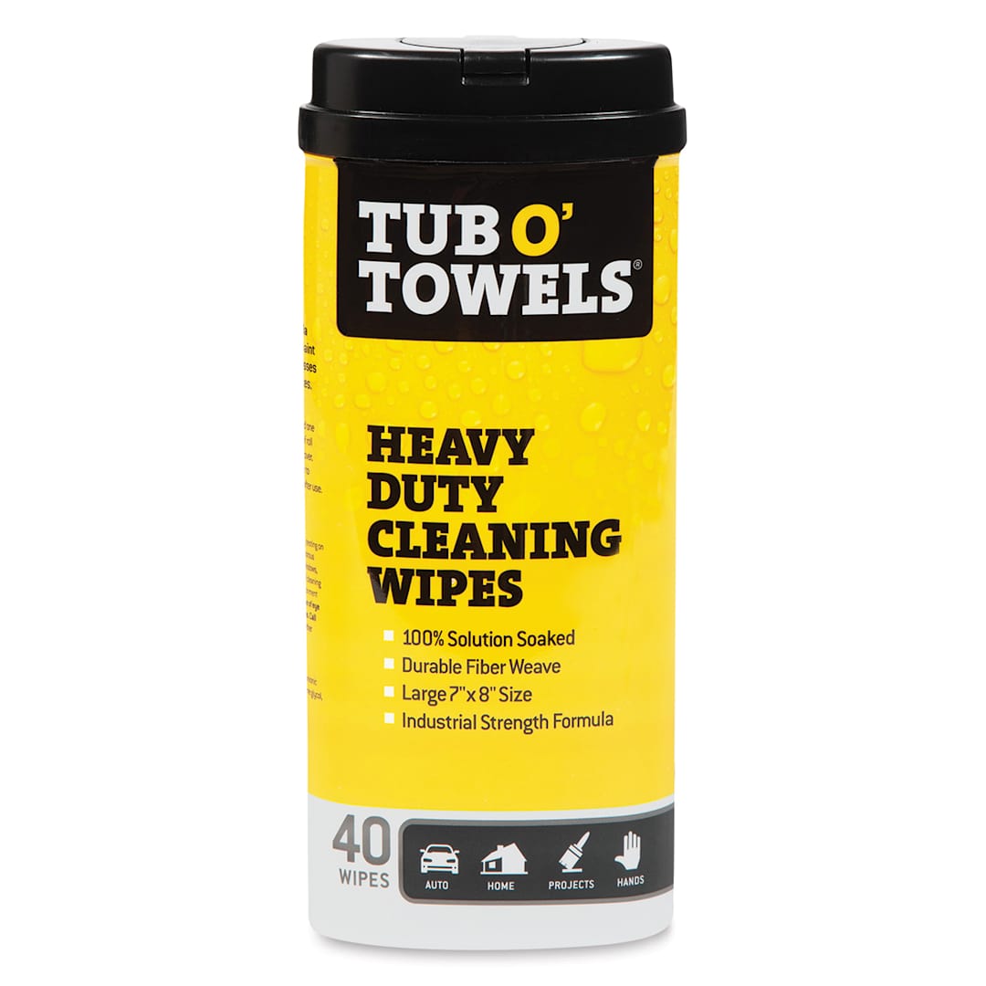 Open in modal - Tub O' Towels - Front of 40 pc cylinder of cleaning wipes shown