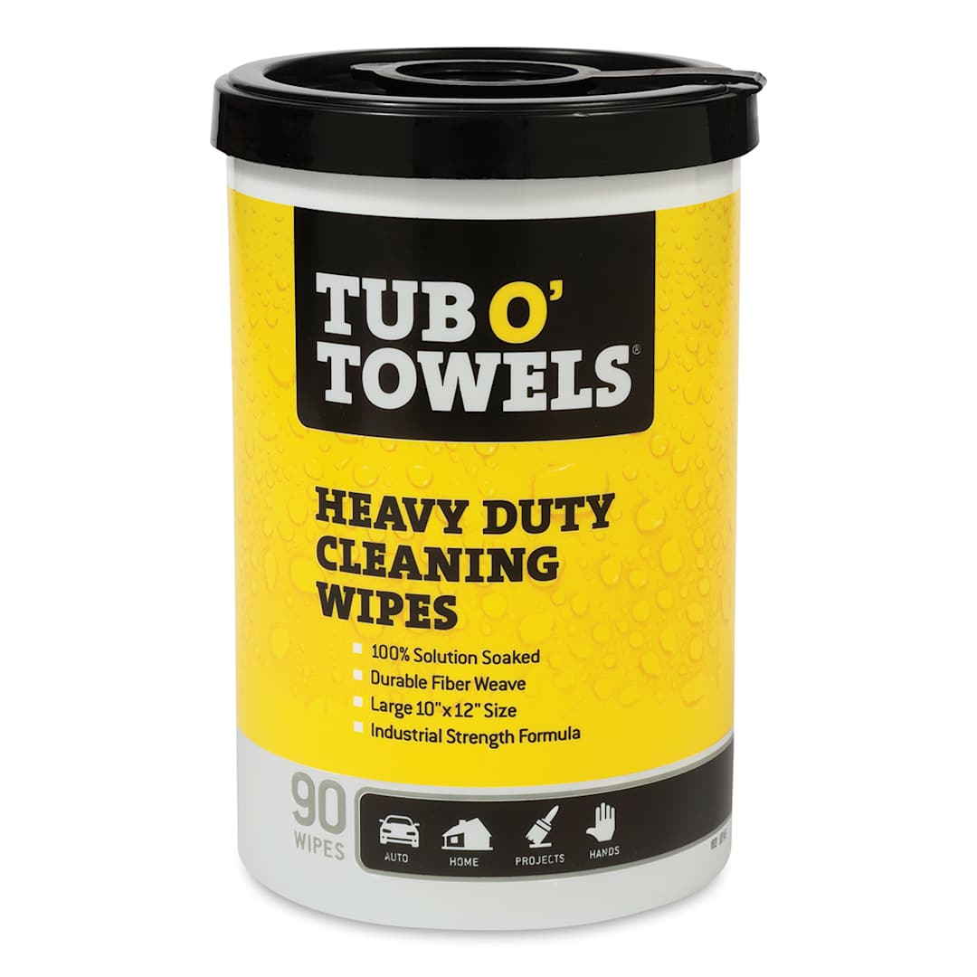 Open in modal - Tub O' Towels - Front of 90 pc cylinder of cleaning wipes shown
