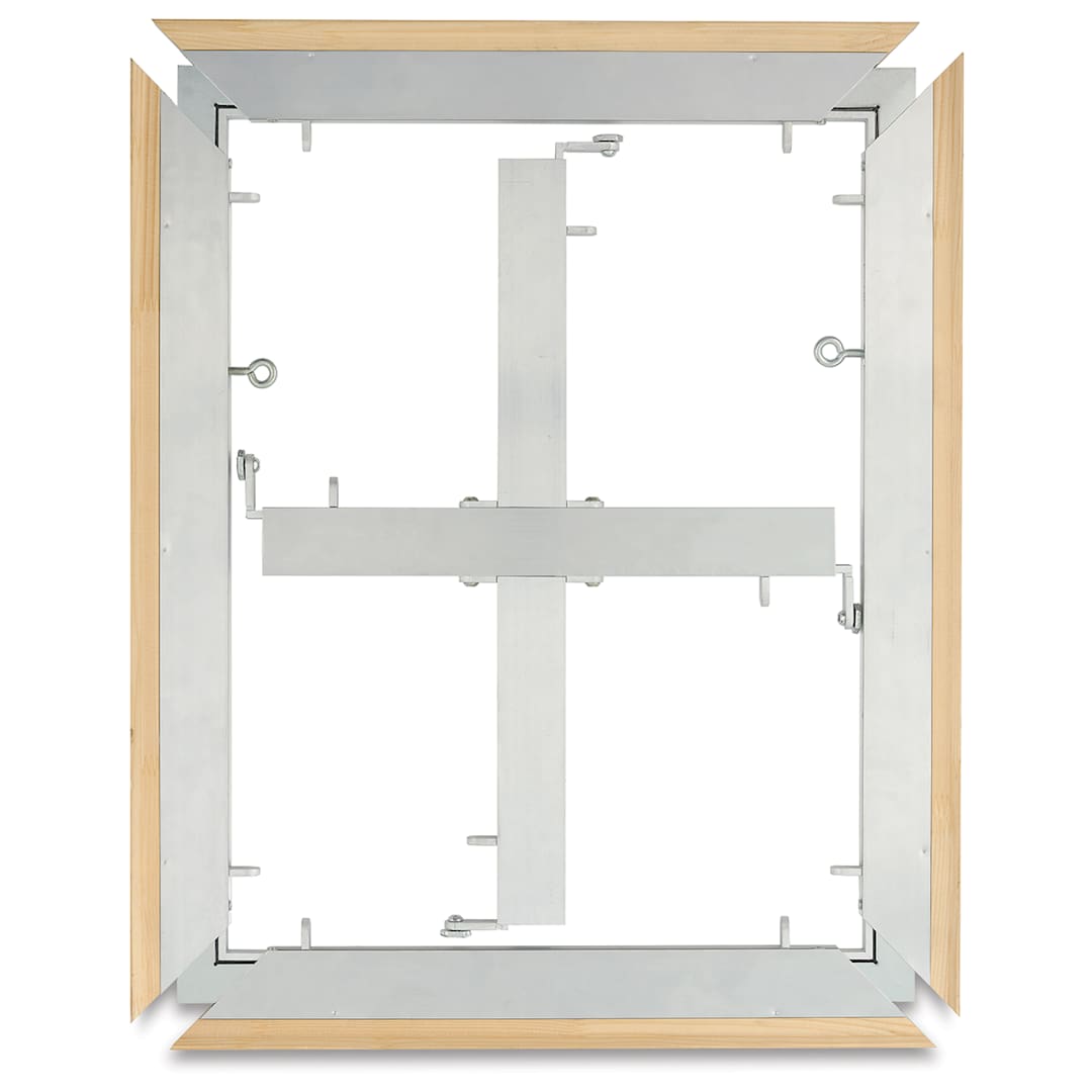 Open in modal - MUSEO ALU-Frame Aluminum Stretcher Bars - View of finished "exploded" assembled Frame with Braces