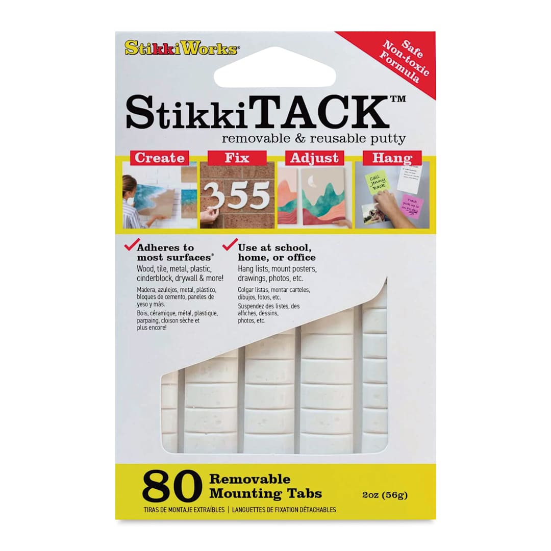 Open in modal - StikkiWorks StikkiTack Adhesive Putty - Pkg of 80, front of packaging. 