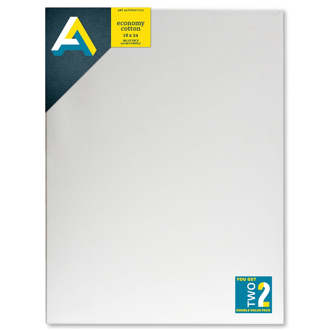 Open in modal - Art Alternatives Economy Cotton Stretched Canvas, 18 x 24 in, 5/8 in deep, 2/Pkg
