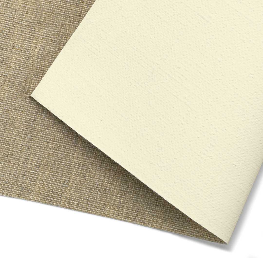 Open in modal - Artfix Linen Canvas Roll - 85" x 11 yd, Quadruple Universal Acrylic Primed, Fine Texture, close-up of canvas