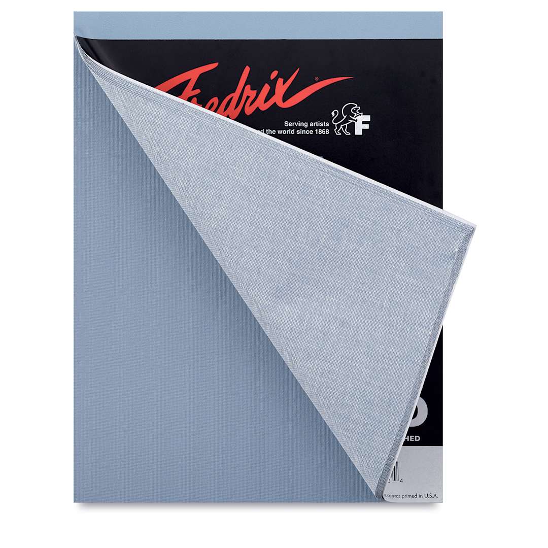 Open in modal - Fredrix Can-Tone Pre-Toned Canvas Pads - Tara Gray toned pad shown with one sheet folded up