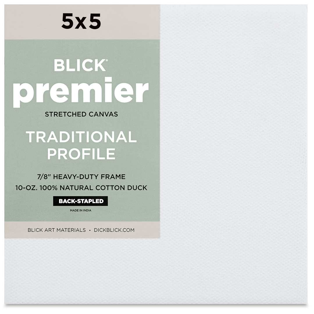 Open in modal - Blick Premier Stretched Cotton Canvas - Traditional Profile, Back-Stapled, 5" x 5", front